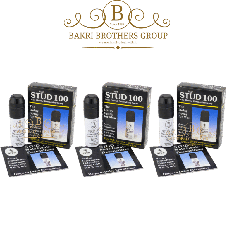 Stud 100 spray 3-pack with lidocaine for topical support, convenient and travel-ready
