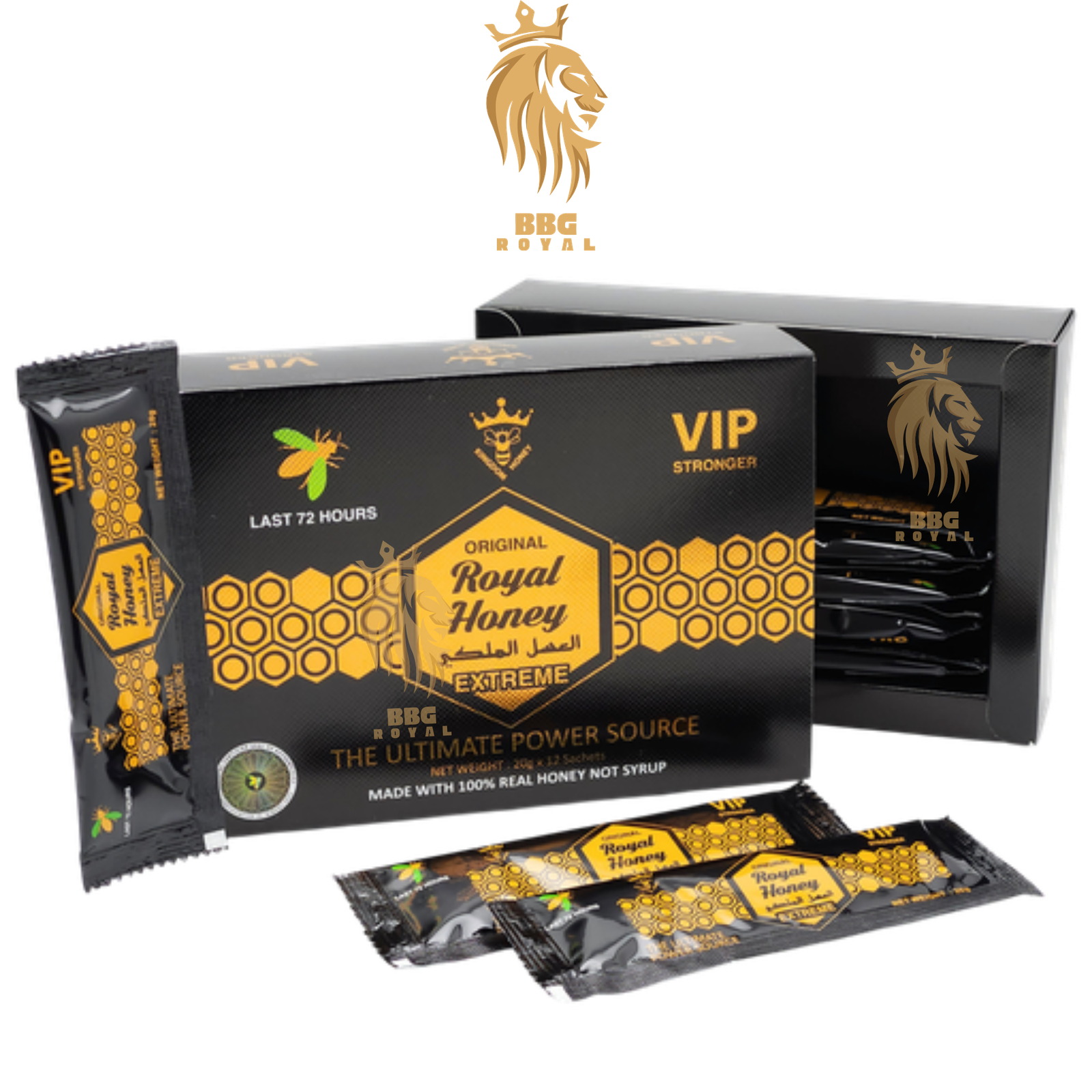 VP-BLK-REG Black Original Royal Honey Extreme for Men | 12 Sachets (20g Each) Regular Box | Natural Premium Honey Blend - Image 1