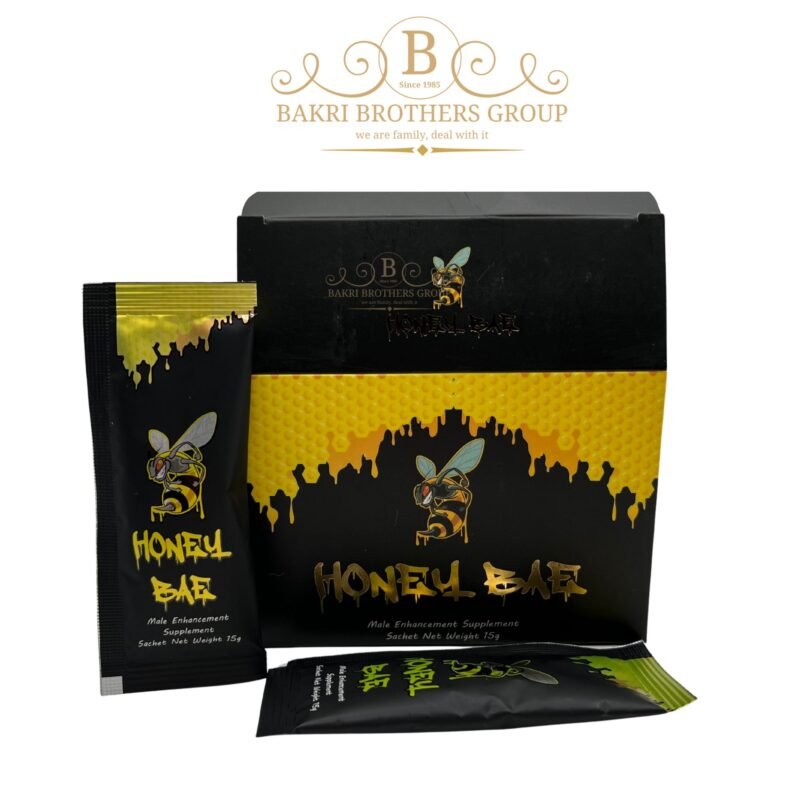 Cubic box of 12 natural sachets labeled Honey Bae for daily use