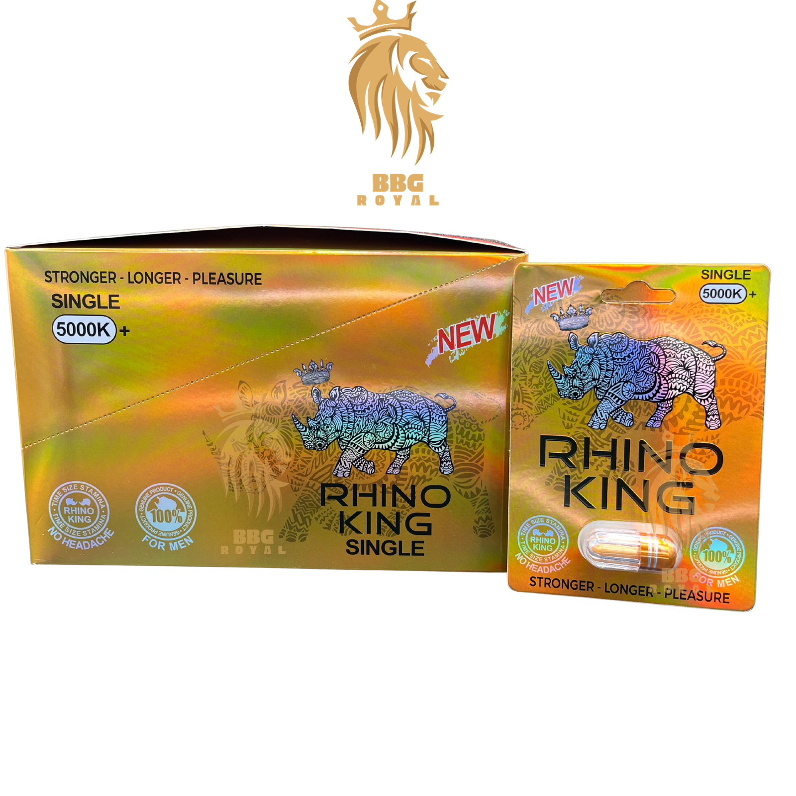 75 Rhino King 5000K+ (Gold) | Single-Dose Supplement | Quick-Start Formula - Image 1