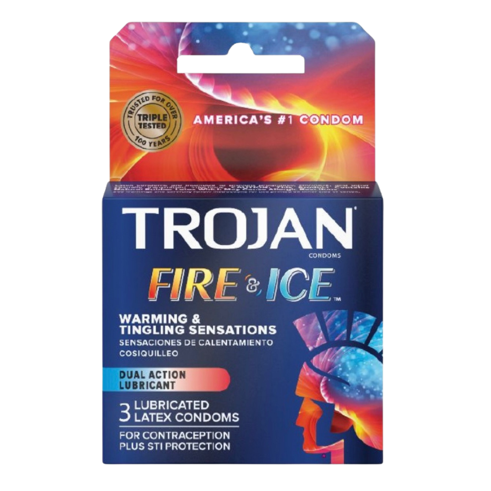 12 Trojan Fire & Ice Condoms | Dual Action Lubricated Condoms | 3 Count | (Polyurethane) - Image 1