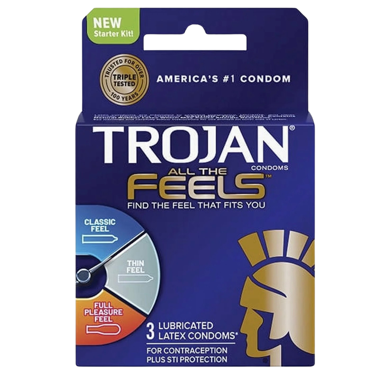 13 Trojan All The Feels Variety Starter Kit | Lubricated Condoms | 3 Count | (Polyurethane) - Image 1