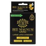 Bee Magnum Large Latex Condoms | Lubricated Condoms | 3 Count | (Polyurethane)