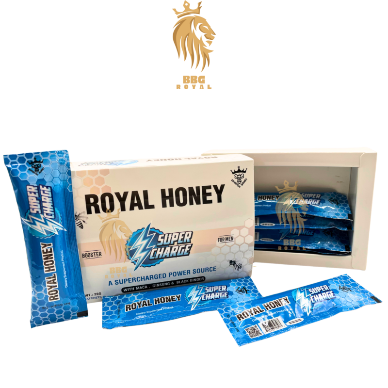 Royal Honey Super Charge herbal honey blend 12 sachets regular box