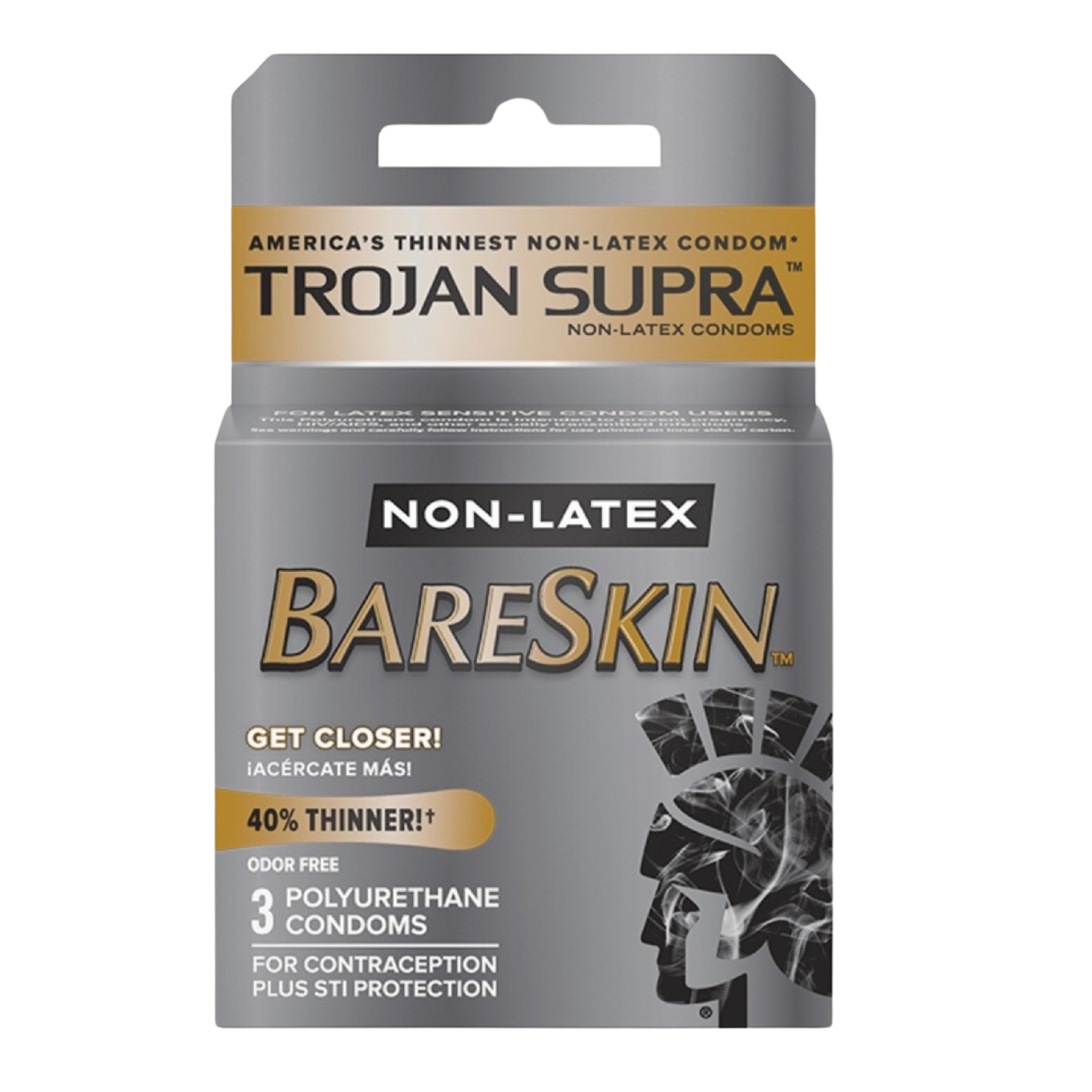 2 Trojan Supra Non-Latex Bareskin Condoms – Ultra-Thin | 3 Count( Polyurethane) - Image 1