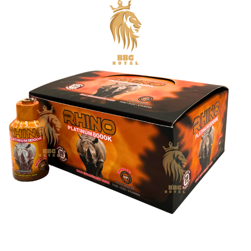 Rhino Platinum 8000K enhancement drink super long lasting formula for time size stamina performance support 12 bottles