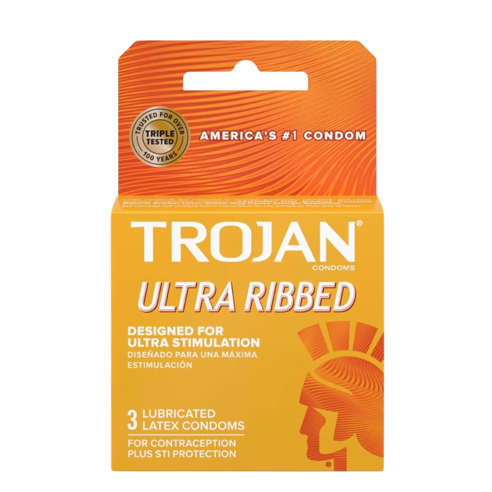 5 Trojan Ultra Ribbed Condoms | Lubricated Condoms | 3 Count | (Polyurethane) - Image 1