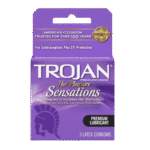 Trojan Her Pleasure Sensations Condoms | Premium Lubricated Condoms | 3 Count | (Polyurethane)