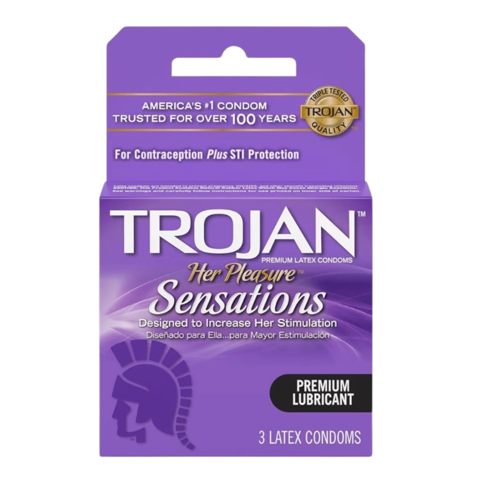 6 Trojan Her Pleasure Sensations Condoms | Premium Lubricated Condoms | 3 Count | (Polyurethane) - Image 1