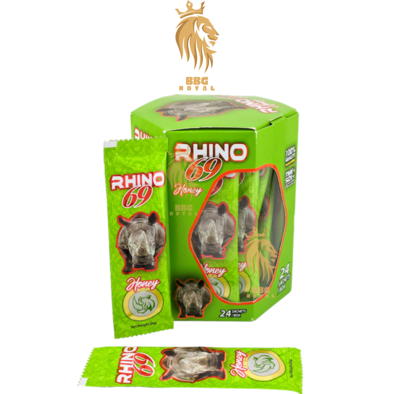 Rhino 69 Green premium herbal honey blend 24 sachets hexagon box