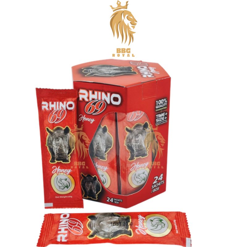 Rhino 69 Red herbal honey blend 24 sachets hexagon box
