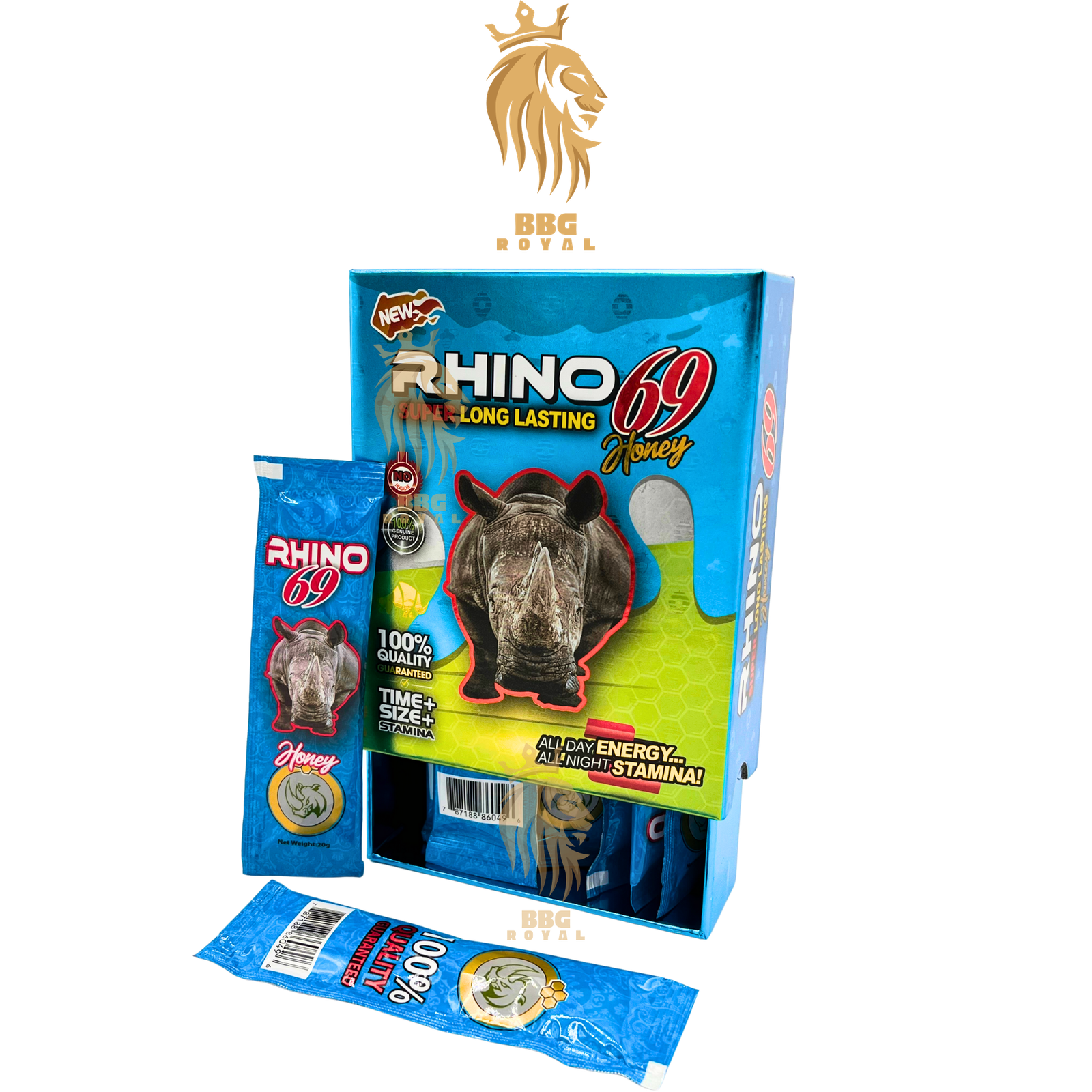 71 Rhino 69 Honey | Super Long Lasting | 12 Sachets Per Hard Box - Image 1