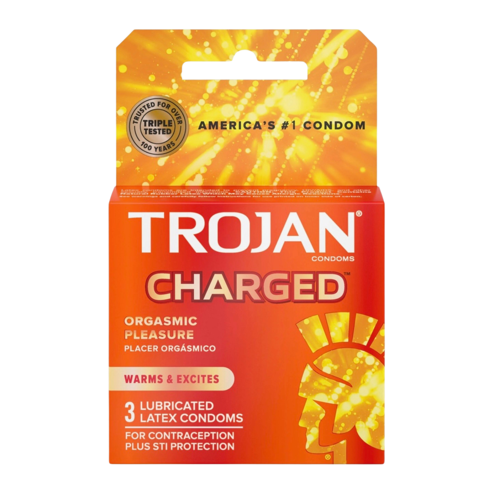 8 Trojan Charged Warming Condoms | Lubricated Condoms | 3 Count | (Polyurethane) - Image 1