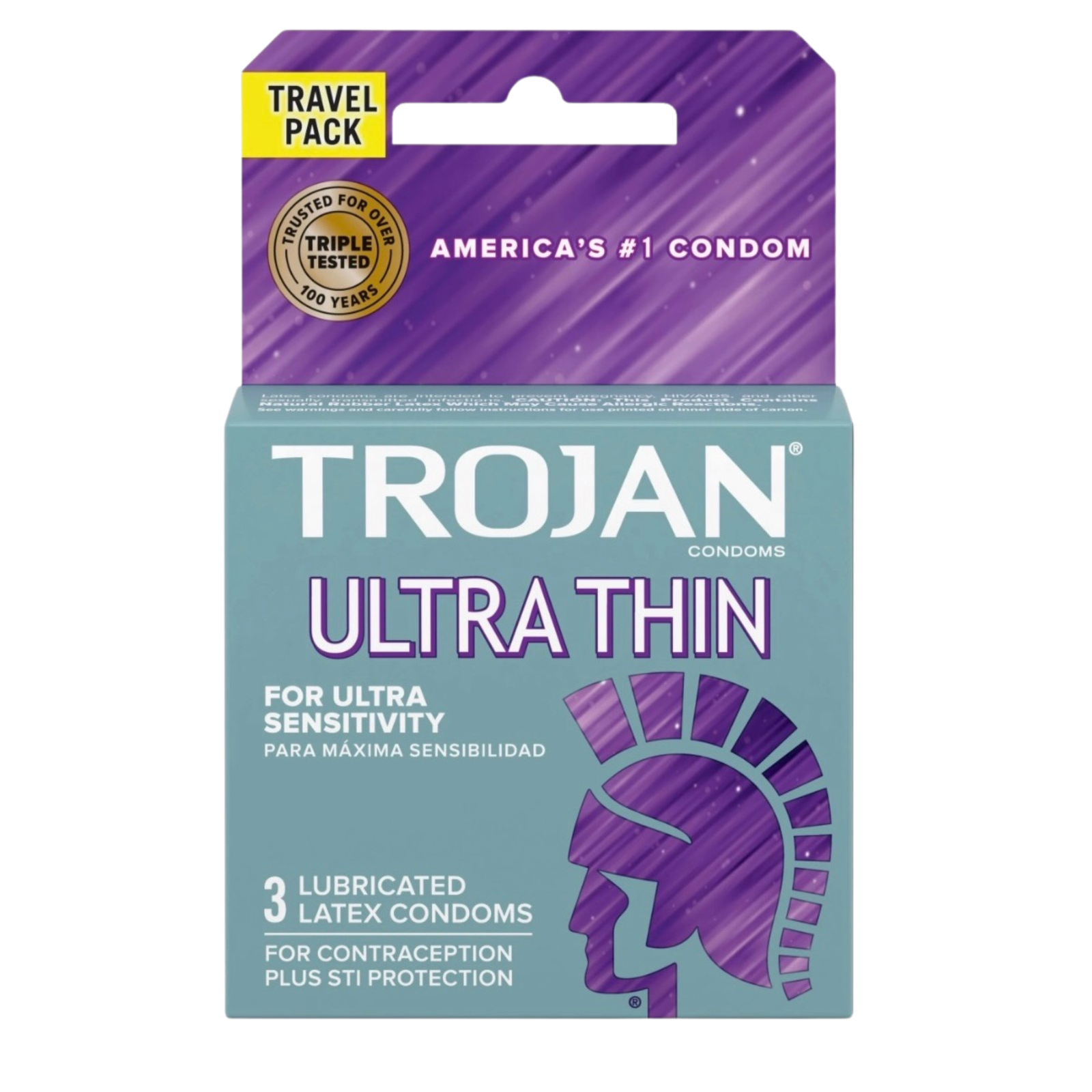 9 Trojan Ultra Thin Condoms | Travel Pack | Lubricated Condoms | 3 Count | (Polyurethane) - Image 1
