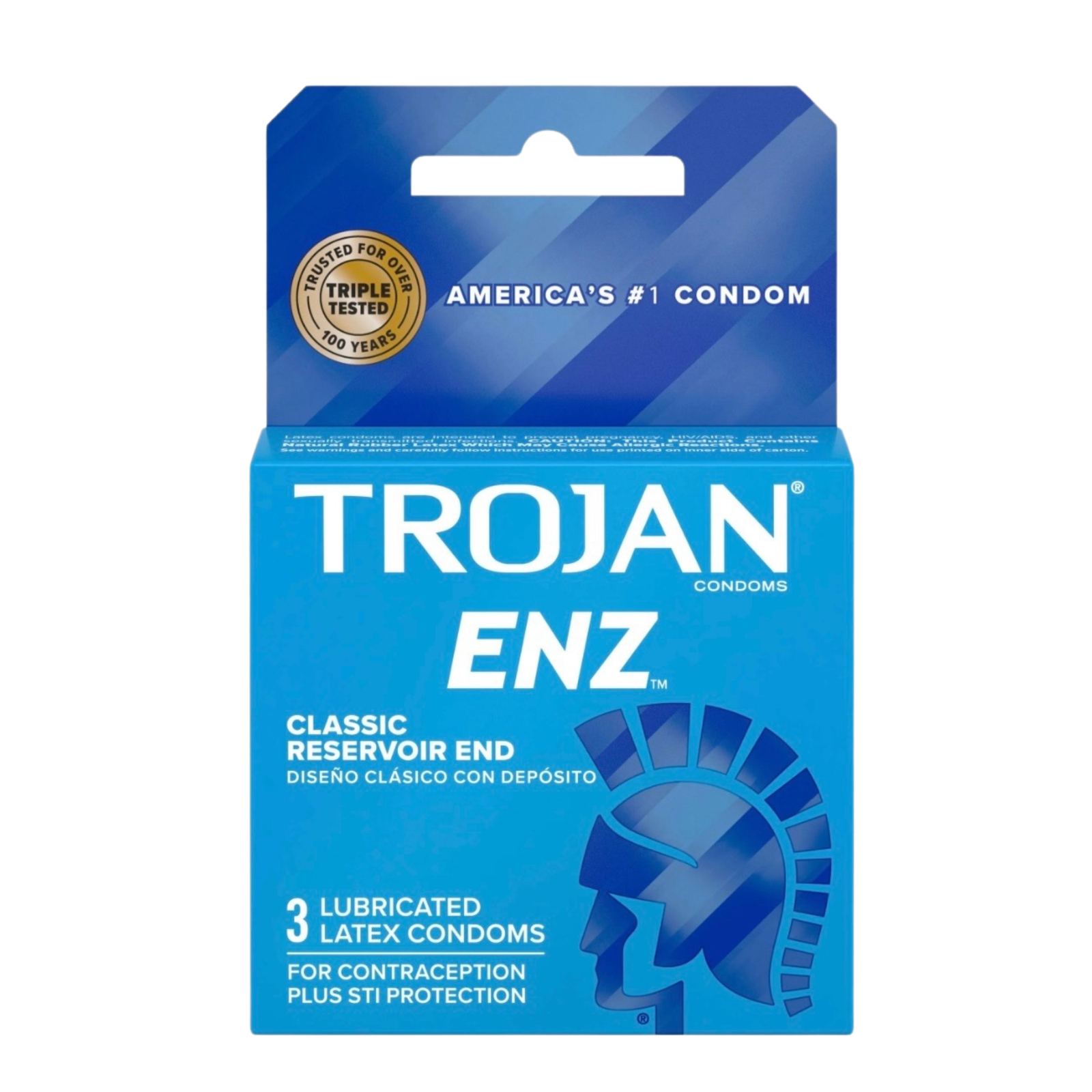 blue enz Trojan ENZ Classic Lubricated Condoms | 3 Count | (Polyurethane) - Image 1