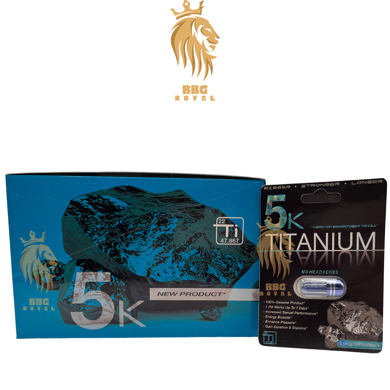 104 5K Titanium | Single Pill | 24 Blister Cards per Box | Hanging Pack - Image 1