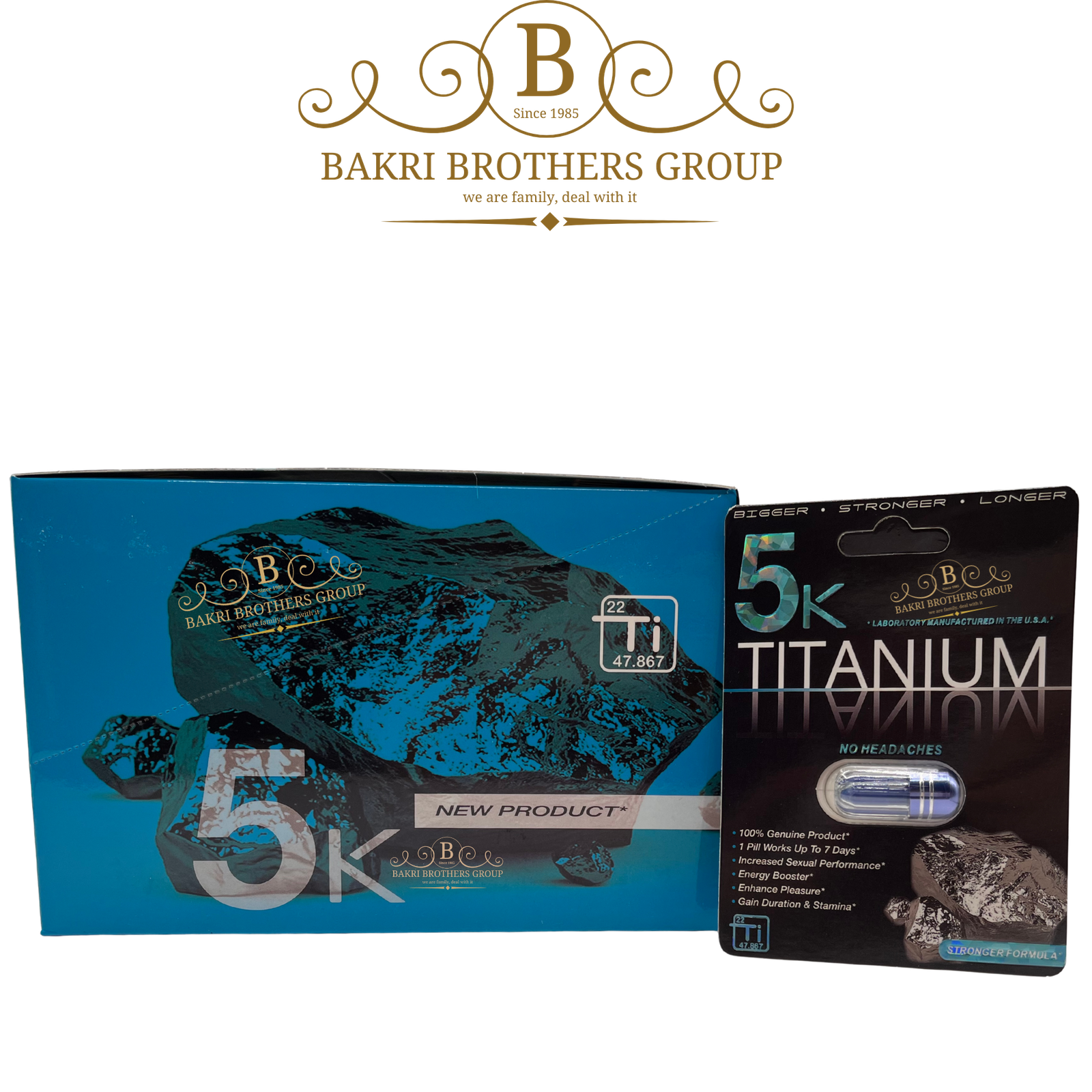 15 5K Titanium | Single Pill | 24 Blister Cards per Box | Hanging Pack - Image 1