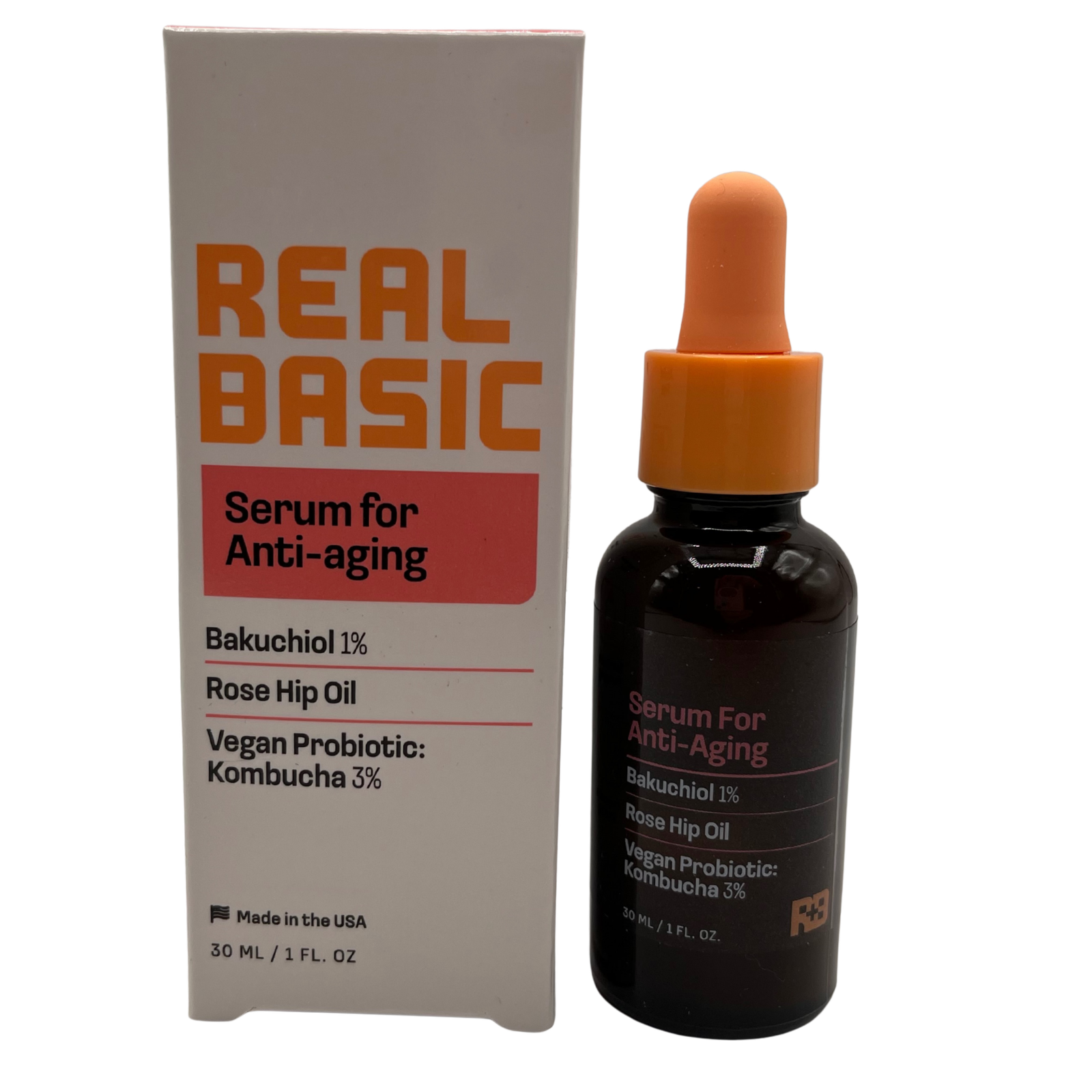 NEW PRODUCTS Real Basic Anti-Aging Serum 30ml – Bakuchiol 1% + Rosehip Oil + Vegan Probiotic Kombucha 3% - Image 1