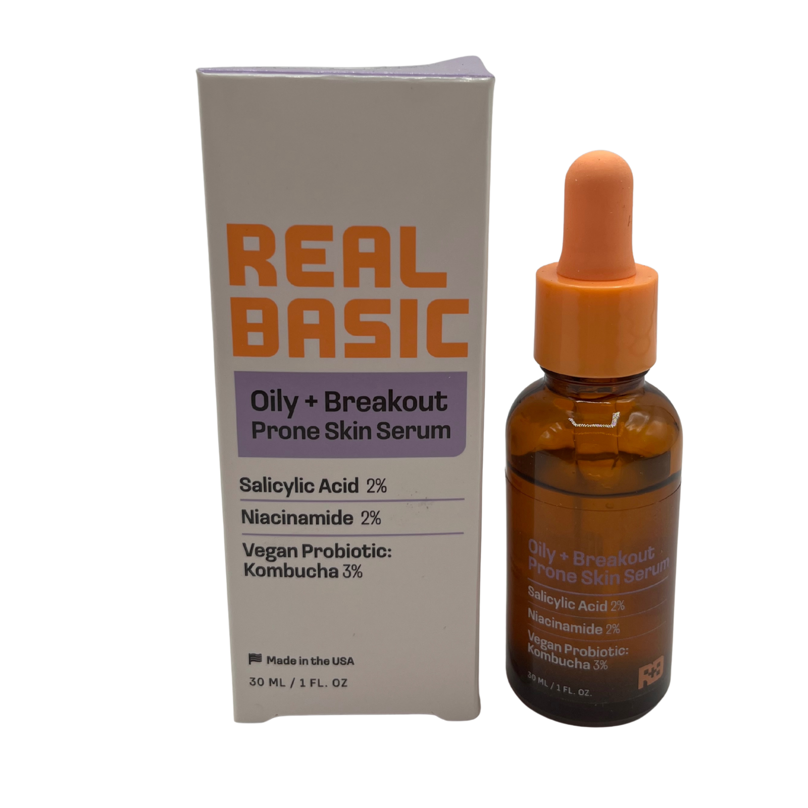 NEW PRODUCTS Real Basic Oily + Breakout Prone Skin Serum 30ml – Salicylic Acid 2% + Niacinamide 2% + Vegan Probiotic Kombucha 3% - Image 1