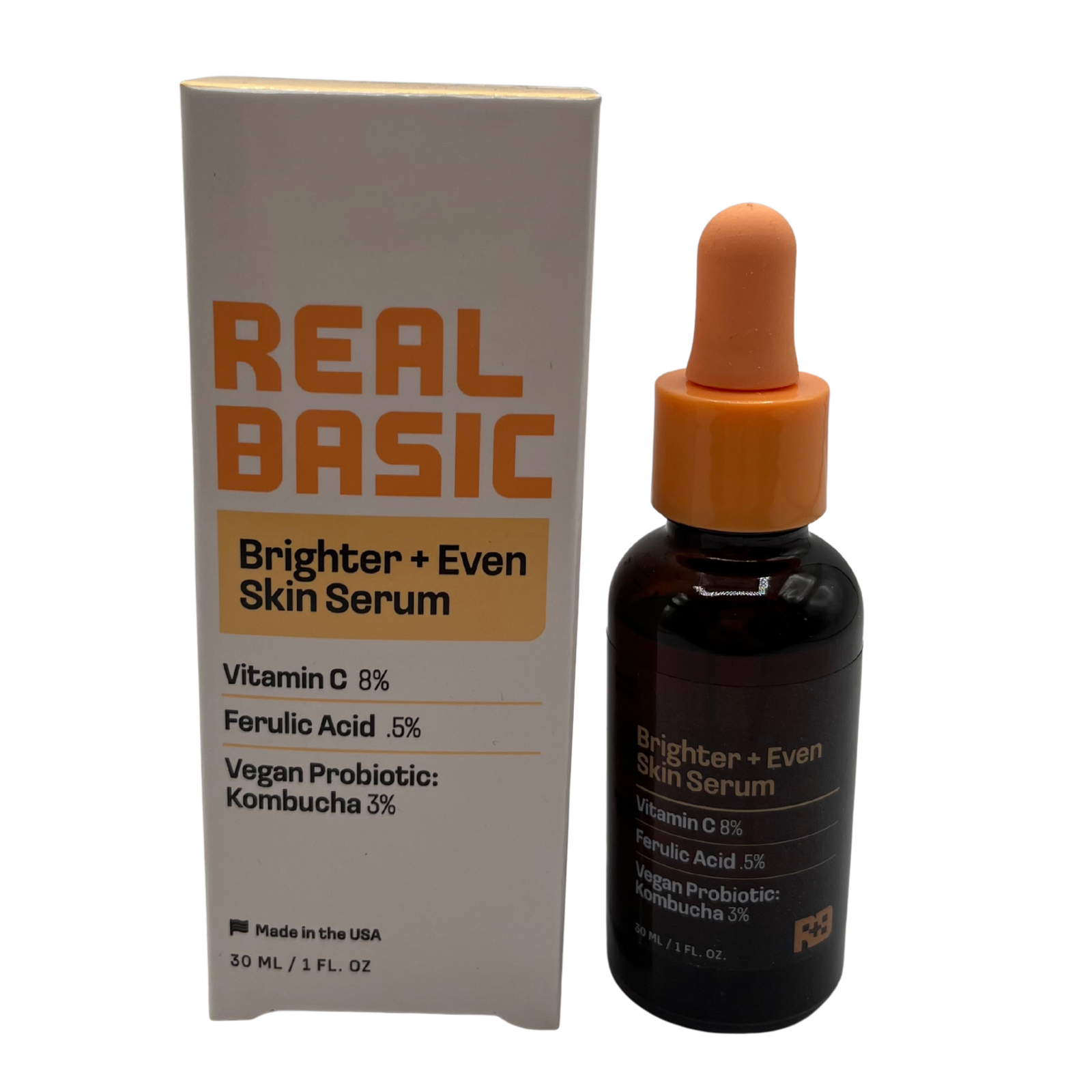 NEW PRODUCTS Real Basic Brighter + Even Skin Serum 30ml – Vitamin C 8% + Ferulic Acid 0.5% + Vegan Probiotic Kombucha 3% - Image 1