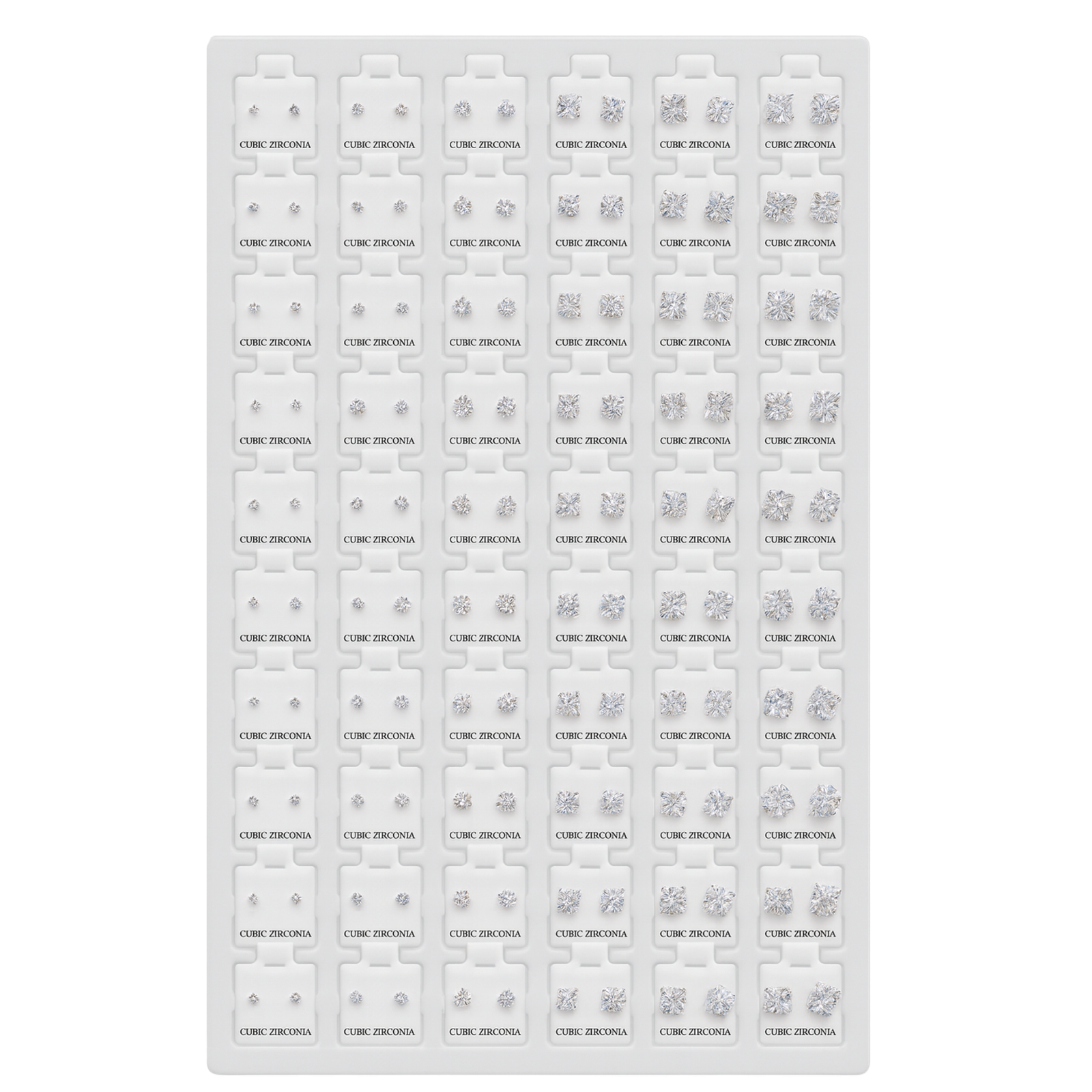 NEW PRODUCTS Cubic Zirconia Stud Earrings – 60-Pair Display Tray (Assorted Sizes & Styles) - Image 1