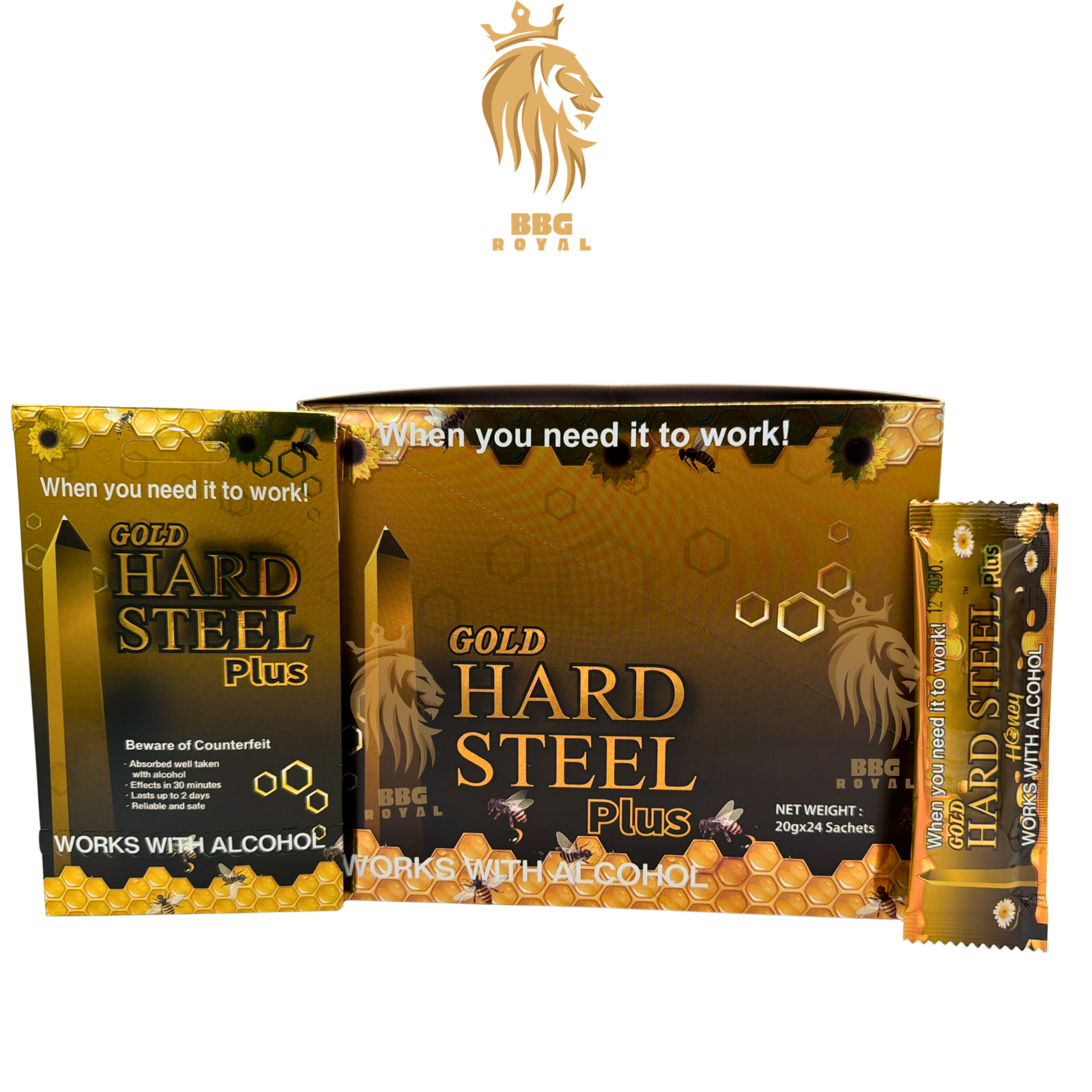 33 Gold Hard Steel Plus Honey Sachets | Natural Blend | 24 Sachets Per Box - Image 1